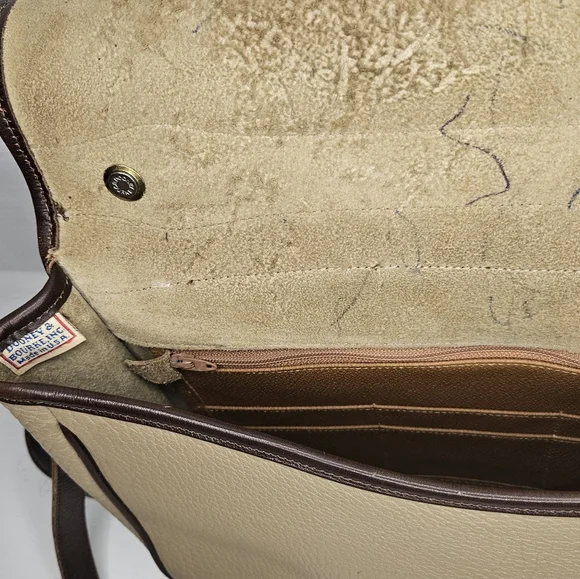 Vintage Dooney & Bourke Carrier Leather Satchel Taupe & Burnt Cedar Shoulder Bag